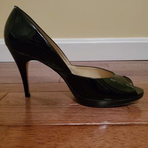 Ann Taylor Genuine Patent Leather Platform Peep Toe Heels Size 8